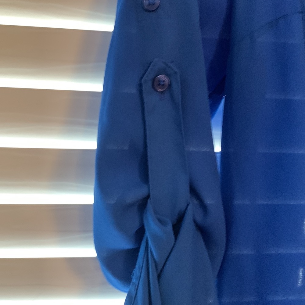 Express Blue Button Down Blouse - image 3